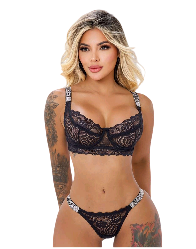 Conjunto De Lenceria · Negro/plateado · F-010